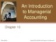 Lecture Survey of accounting (3/e) - Chapter 10: An introduction to managerial accounting